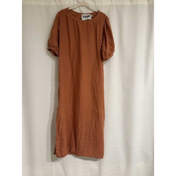Town Clothes dress portobello clay Orange Size S‎ Linen rudy Jude  Loganlook - Picture 3 of 11